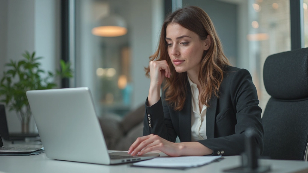 Профессионал работает за компьютером, готовя деловое письмо в офисной среде