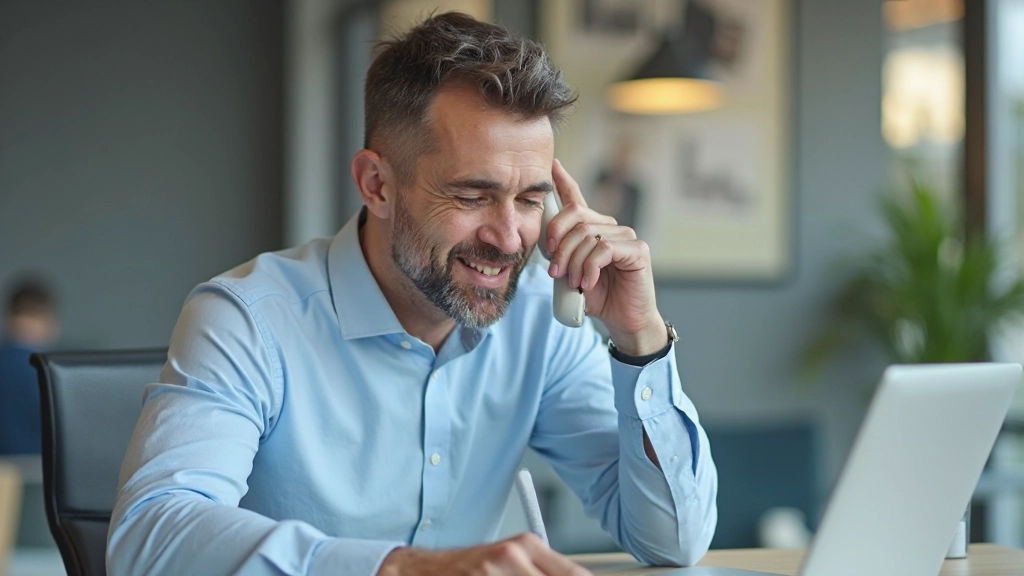 Профессионал проводит деловой телефонный разговор в офисе