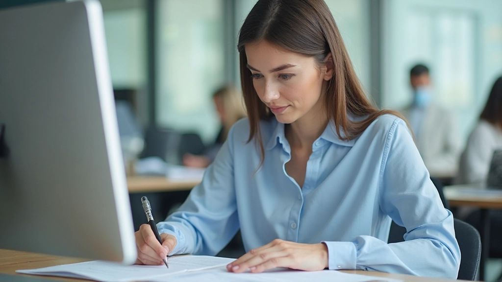 Деловой человек пишет профессиональное письмо за столом с компьютером