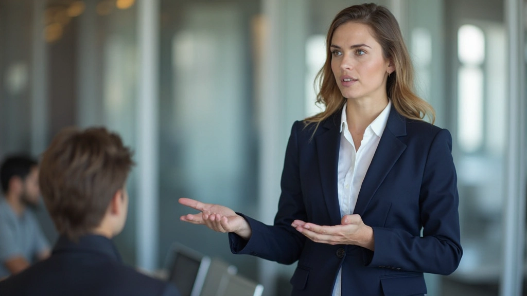 Профессиональный оратор проводит презентацию перед аудиторией в конференц-зале